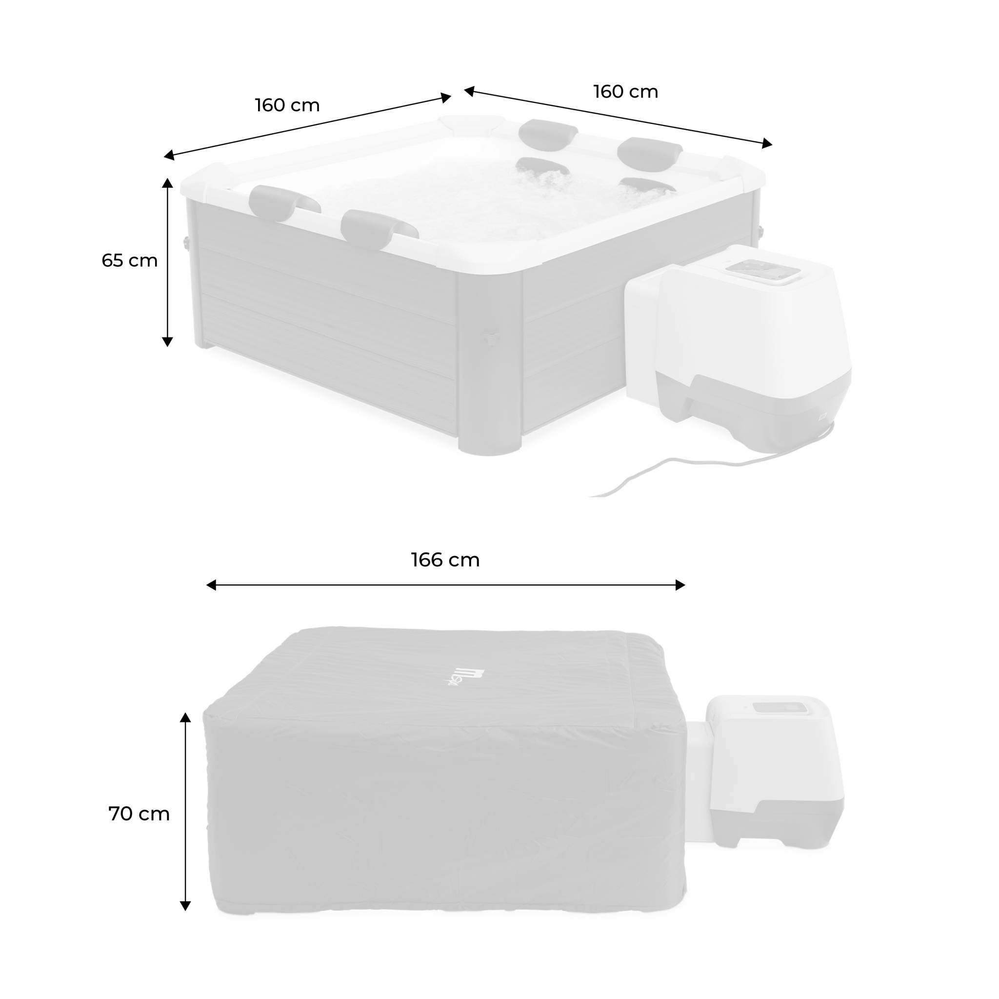 sweeek - Spa rigide 6 places gris avec 4 coussins, bâche, housse thermique et système d’hydromassage – MSpa - Image 4