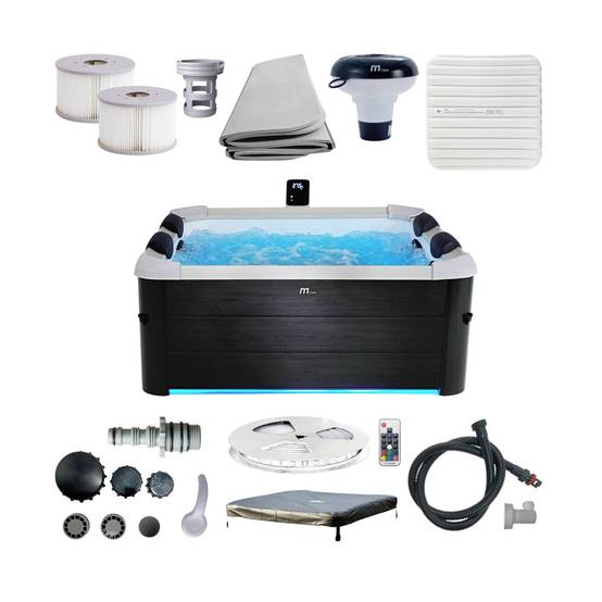 sweeek - Spa rigide 6 places gris avec 4 coussins, bâche, housse thermique et système d’hydromassage – MSpa - Image 5