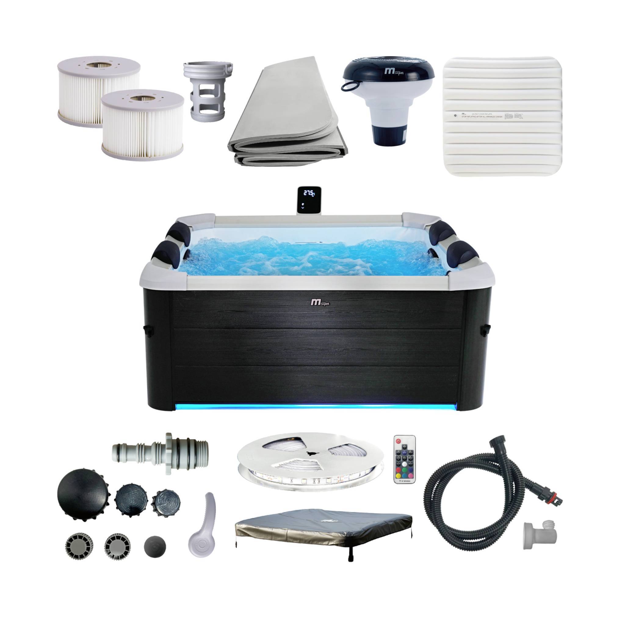 sweeek - Spa rigide 6 places gris avec 4 coussins, bâche, housse thermique et système d’hydromassage – MSpa - Image 5