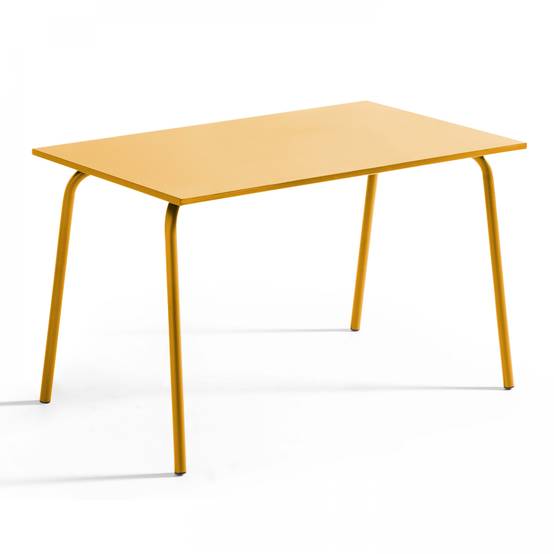 Oviala - Ensemble table de jardin en métal et 4 chaises jaune Palavas - Oviala - Image 4
