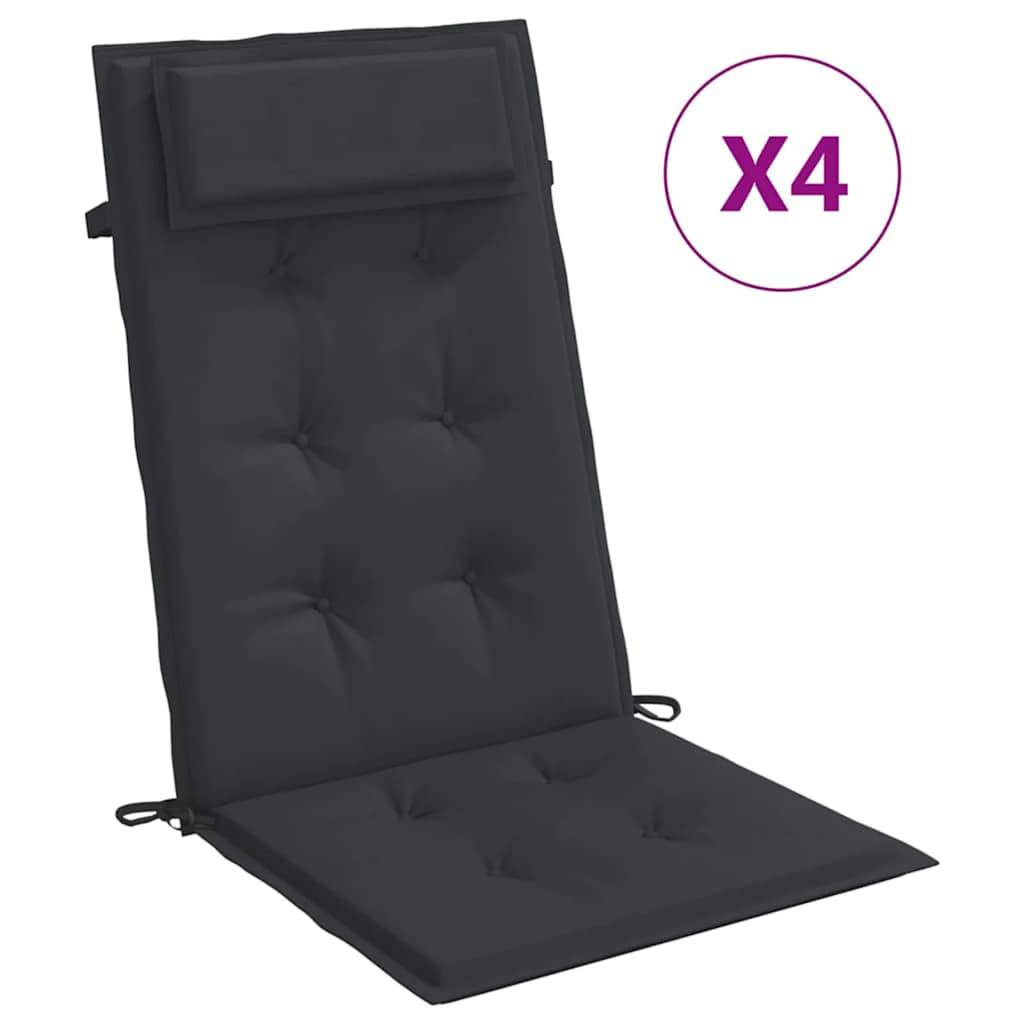 PANGIVO - Lot de 4 coussins de chaise à dossier haut tissu Oxford noir 120 x 50 x 3 cm - PANGIVO - Image 2