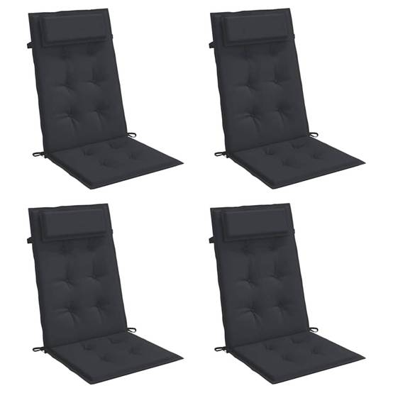 PANGIVO - Lot de 4 coussins de chaise à dossier haut tissu Oxford noir 120 x 50 x 3 cm - PANGIVO - Image 3