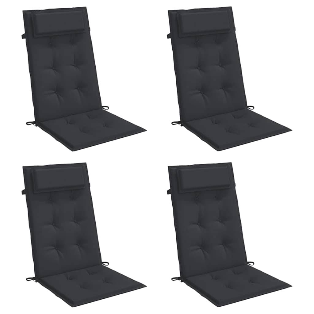 PANGIVO - Lot de 4 coussins de chaise à dossier haut tissu Oxford noir 120 x 50 x 3 cm - PANGIVO - Image 3