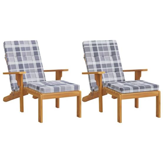Coussin Bain de soleil | Coussins de chaise longue lot de 2 gris motif à carreaux Maison Chic - Image 3