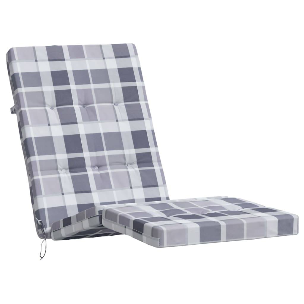 Coussin Bain de soleil | Coussins de chaise longue lot de 2 gris motif à carreaux Maison Chic - Image 4