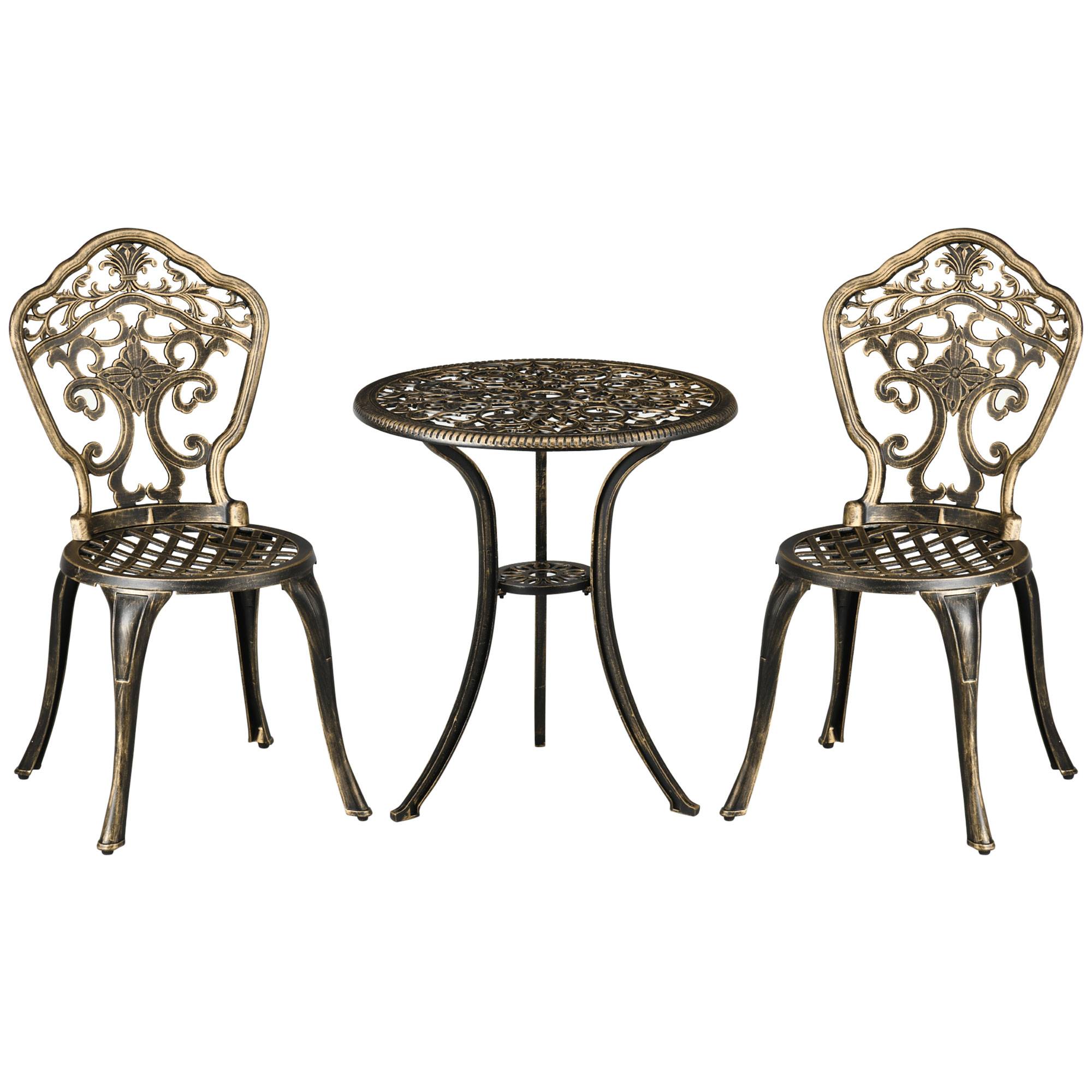 Outsunny - Ensemble bistrot de jardin 2 personnes 3 pièces aluminium aspect fer forgé - Outsunny - Image 1