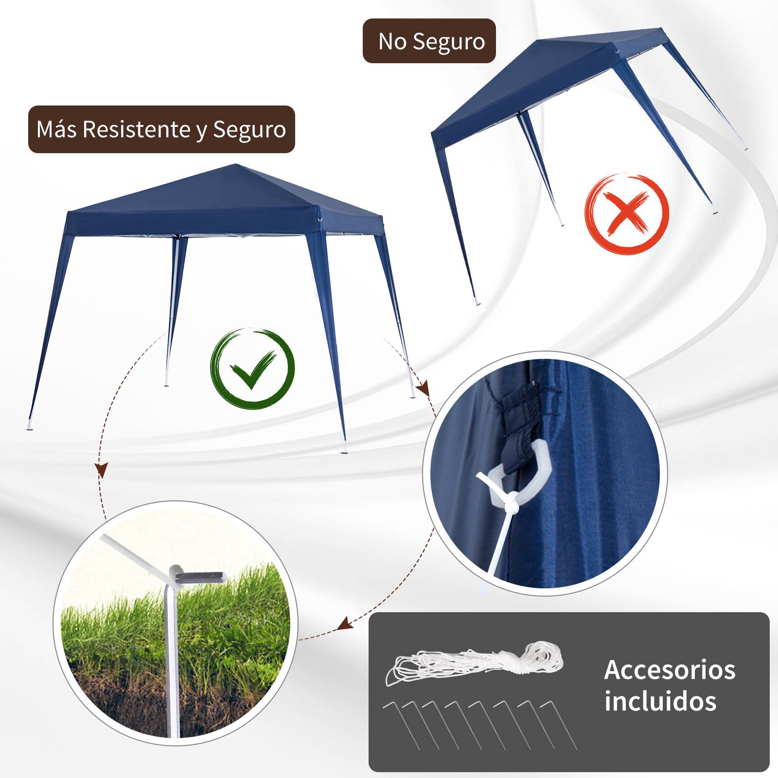 ComfortXL - Tonnelle pliante de jardin acier toile Oxford pop-up anti-UV 2,4 x 2,4 m bleue - ComfortXL Outdoor Living - Image 9