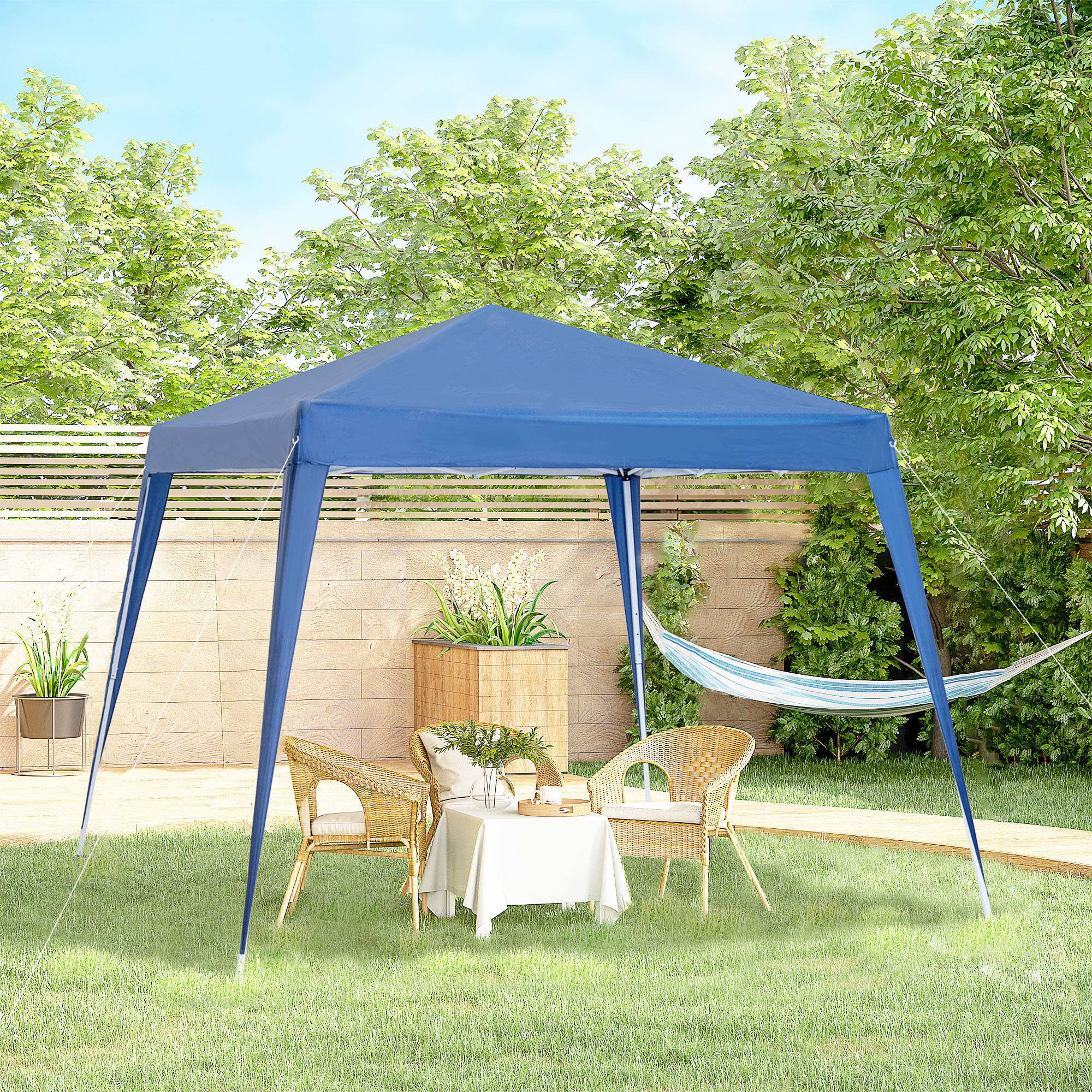 ComfortXL - Tonnelle pliante de jardin acier toile Oxford pop-up anti-UV 2,4 x 2,4 m bleue - ComfortXL Outdoor Living - Image 4