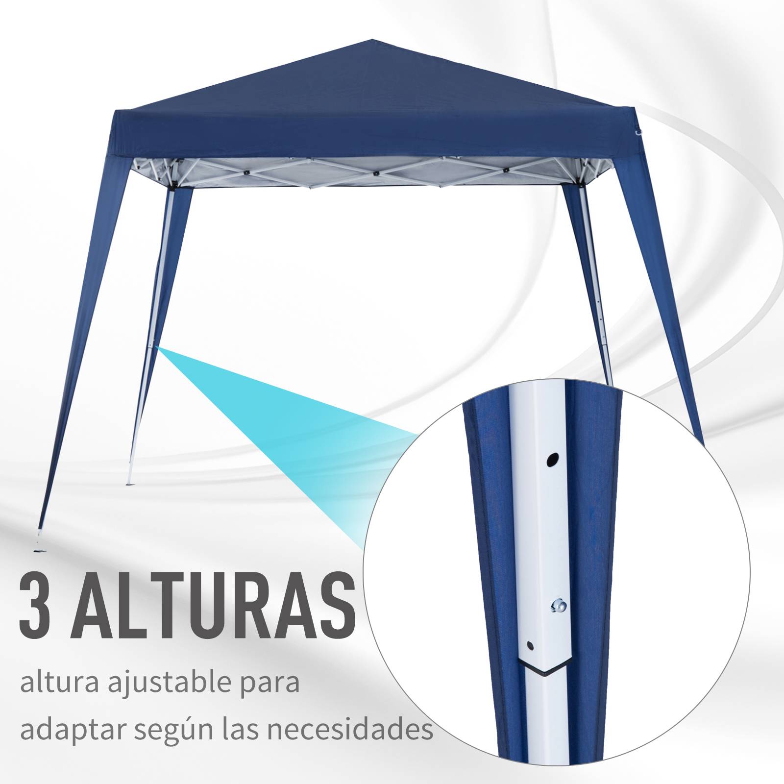 ComfortXL - Tonnelle pliante de jardin acier toile Oxford pop-up anti-UV 2,4 x 2,4 m bleue - ComfortXL Outdoor Living - Image 7