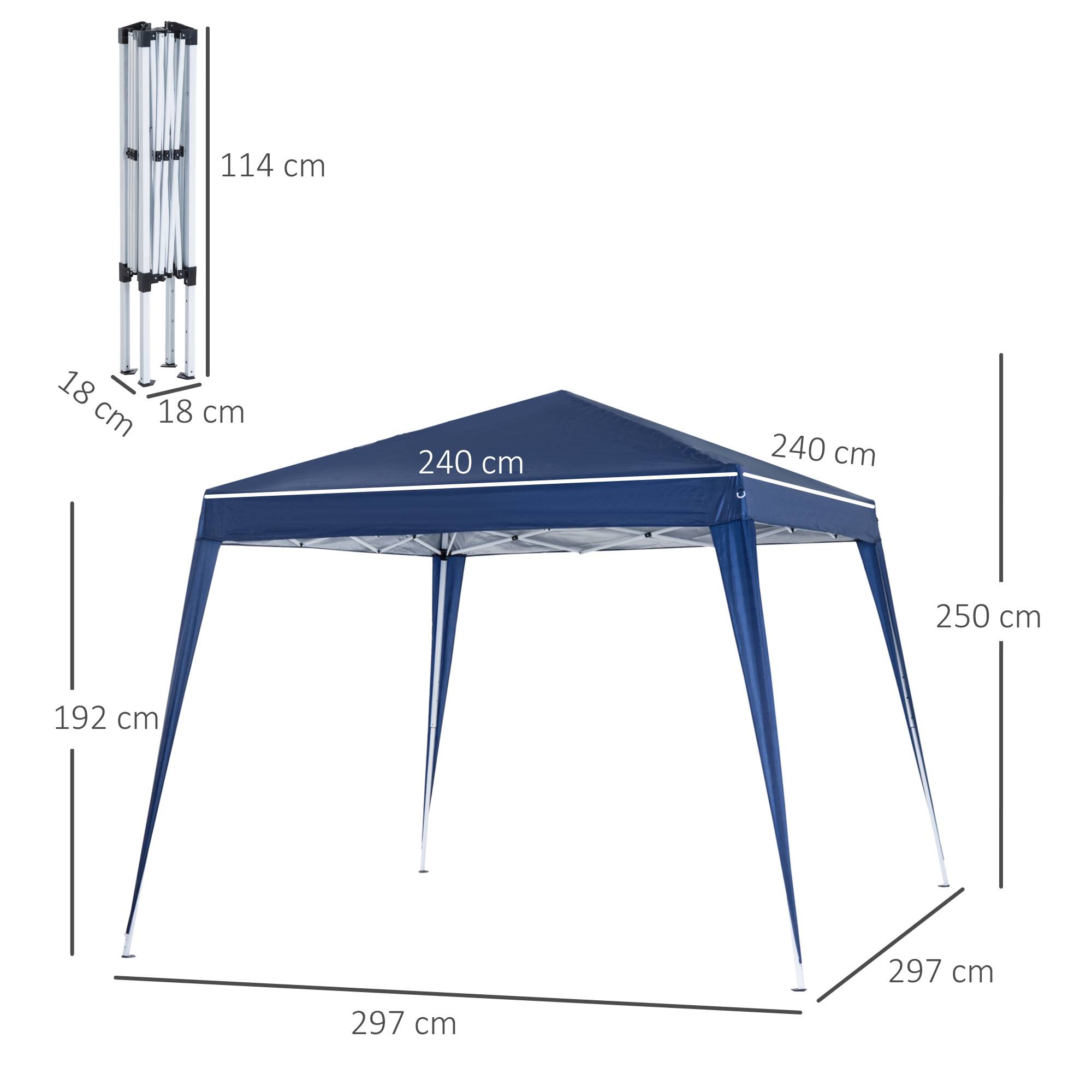 ComfortXL - Tonnelle pliante de jardin acier toile Oxford pop-up anti-UV 2,4 x 2,4 m bleue - ComfortXL Outdoor Living - Image 5