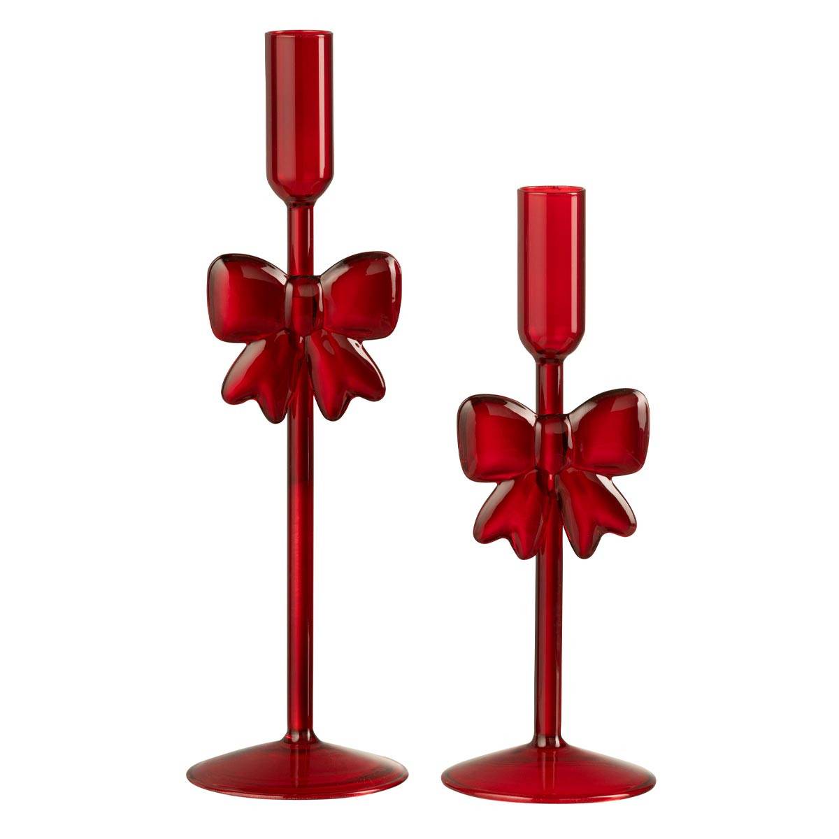 J-Line - Lot de 2 Chandeliers Design "Nœud" 27cm Rouge - Image 1