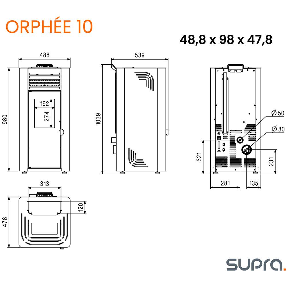 Supra - Poêle à granulés de bois 10kw blanc ORPHEE 10 BLANC Supra - Image 4