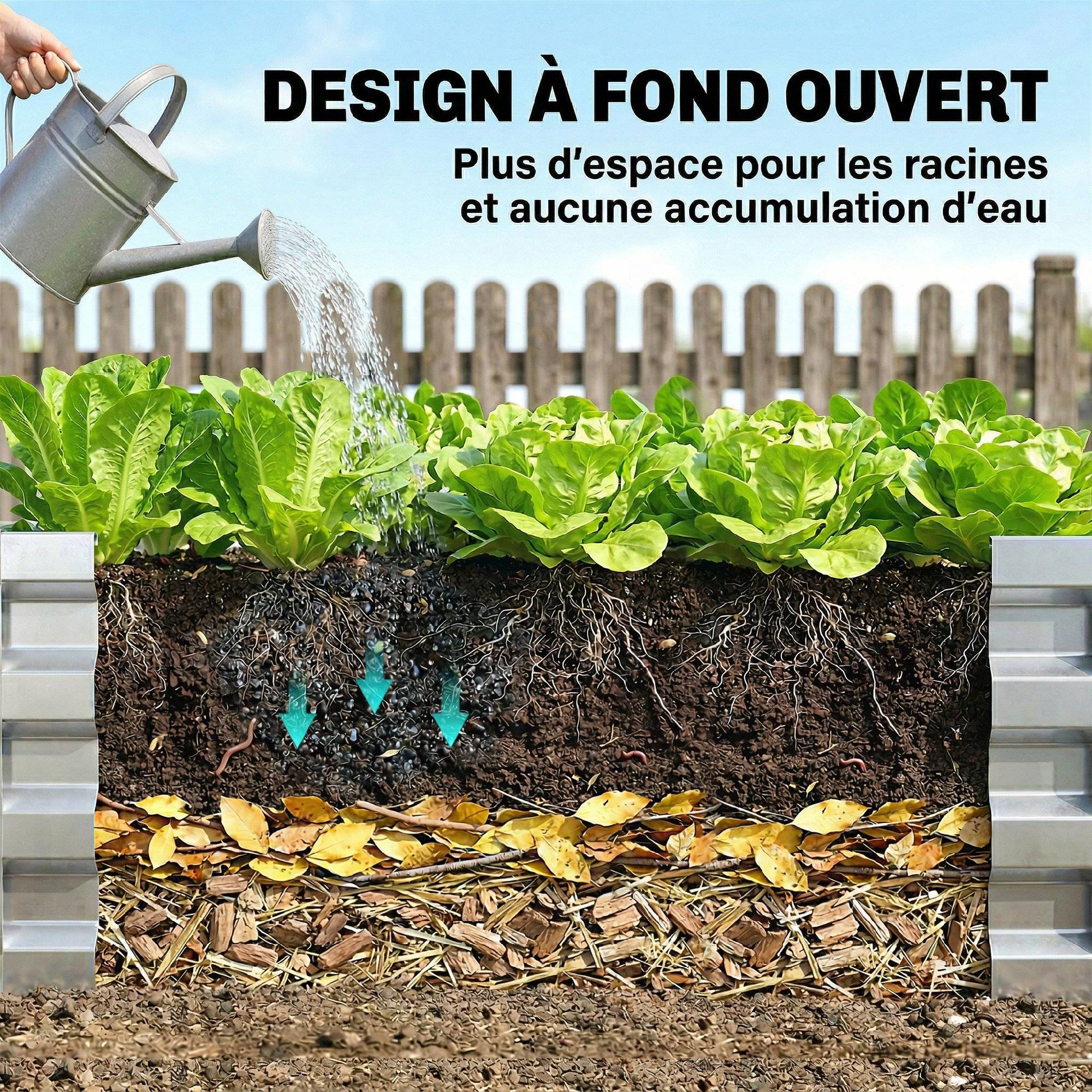 Carré potager de jardin rectangulaire tôle d'acier ondulée 120 x 60 x 30,5 cm argent - Image 7