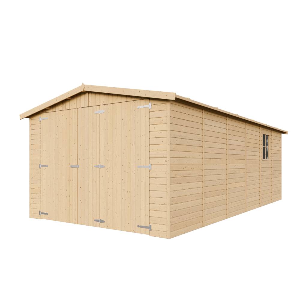 Timbela - Garage en bois Naturel H222X616x324 cm / 18 m²  - Rangement pour vélos, remise à outils - 17 mm d’épaisseur - Timbela M102 - Image 3