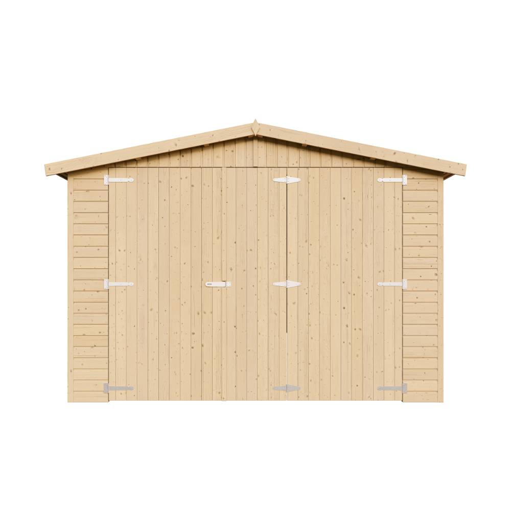 Timbela - Garage en bois Naturel H222X616x324 cm / 18 m²  - Rangement pour vélos, remise à outils - 17 mm d’épaisseur - Timbela M102 - Image 4
