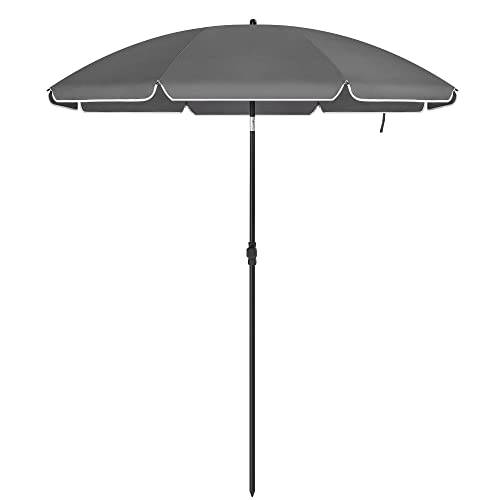 Helloshop26 - Parasol de jardin ø 1 6 m ombrelle protection upf 50+ inclinable portable résistant au vent baleines en fibre de verre avec sac gris