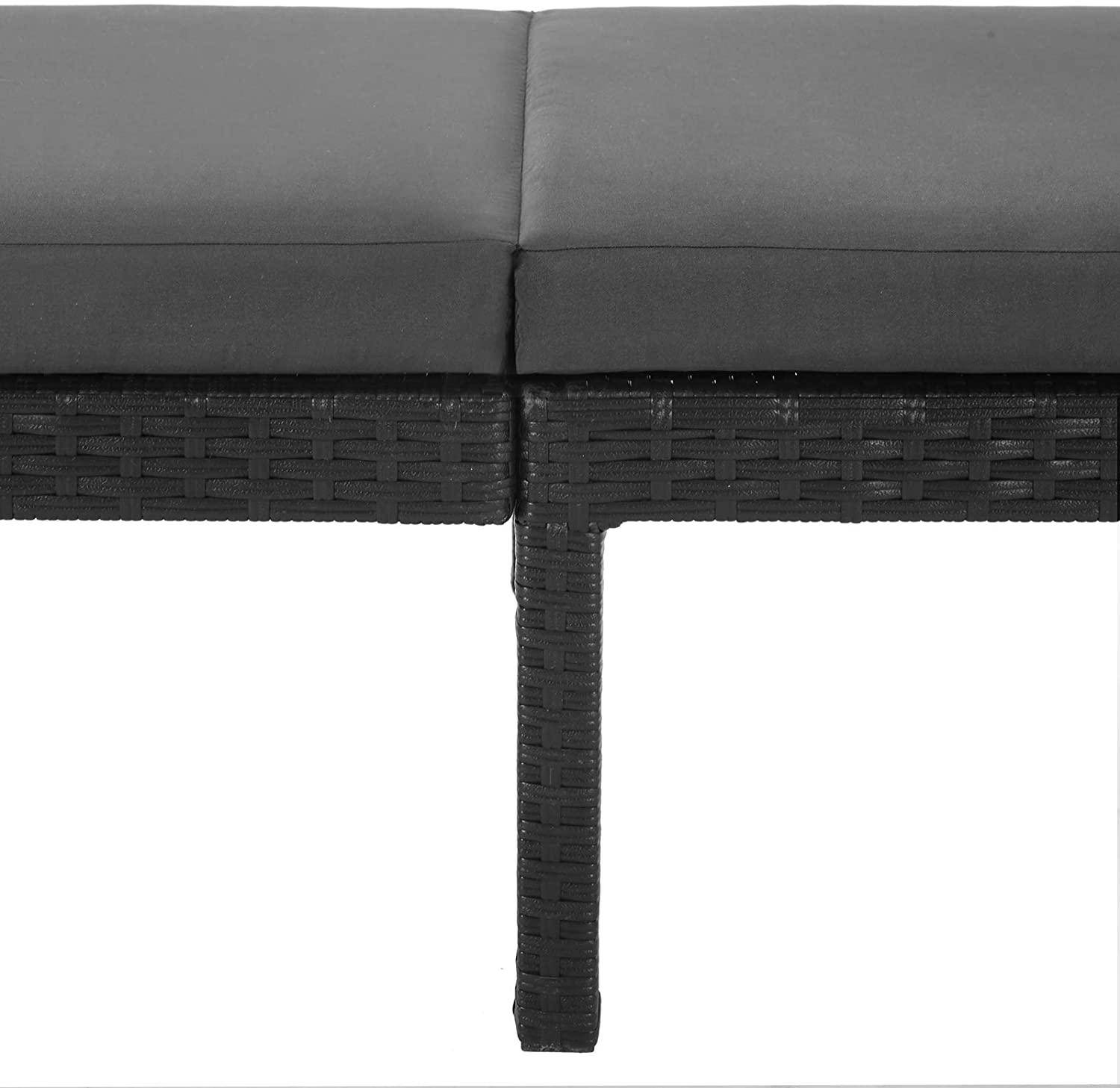 Helloshop26 - Chaise longue bain de soleil transat de relaxation avec matelas de 5 cm surface tissée inclinable 59 x 198 x 28 cm charge 150 kg pour jardin balcon t - Image 4