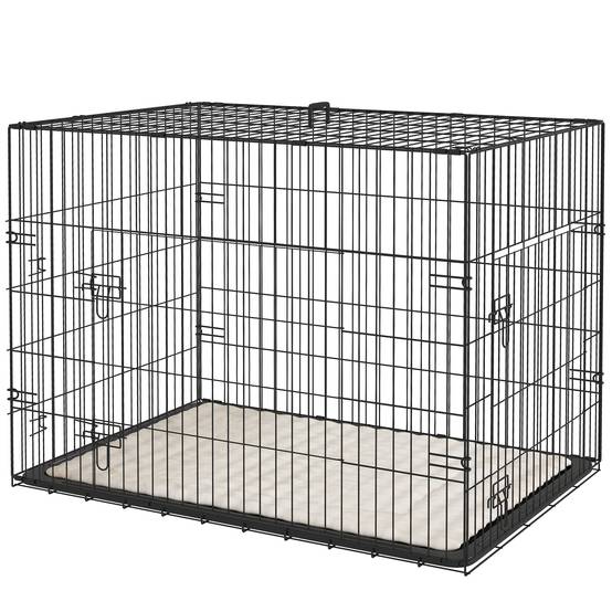 Caisse de transport acier voyage grand chien pliable accès double 90x58x62cm noir - ComfortXL Outdoor Living - Image 2