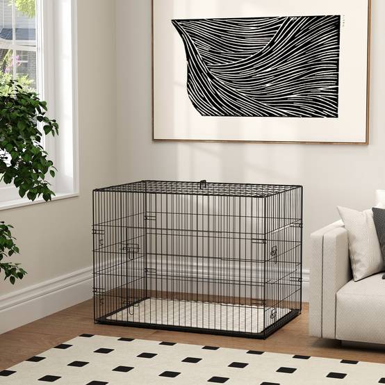 Caisse de transport acier voyage grand chien pliable accès double 90x58x62cm noir - ComfortXL Outdoor Living - Image 10