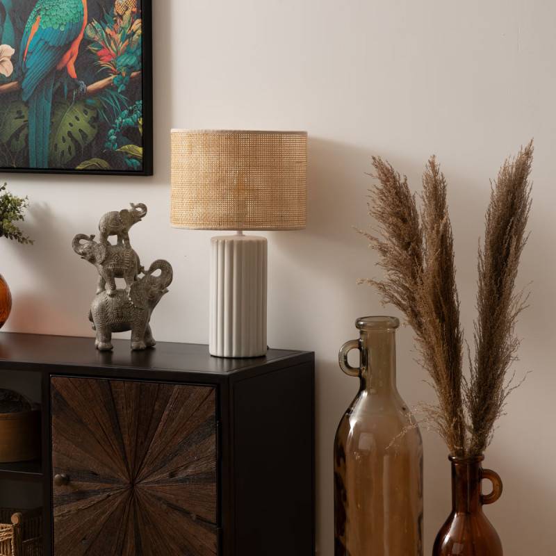 Lampe cylindre 47 cm Tylia céramique cannage Atmosphera - Image 2