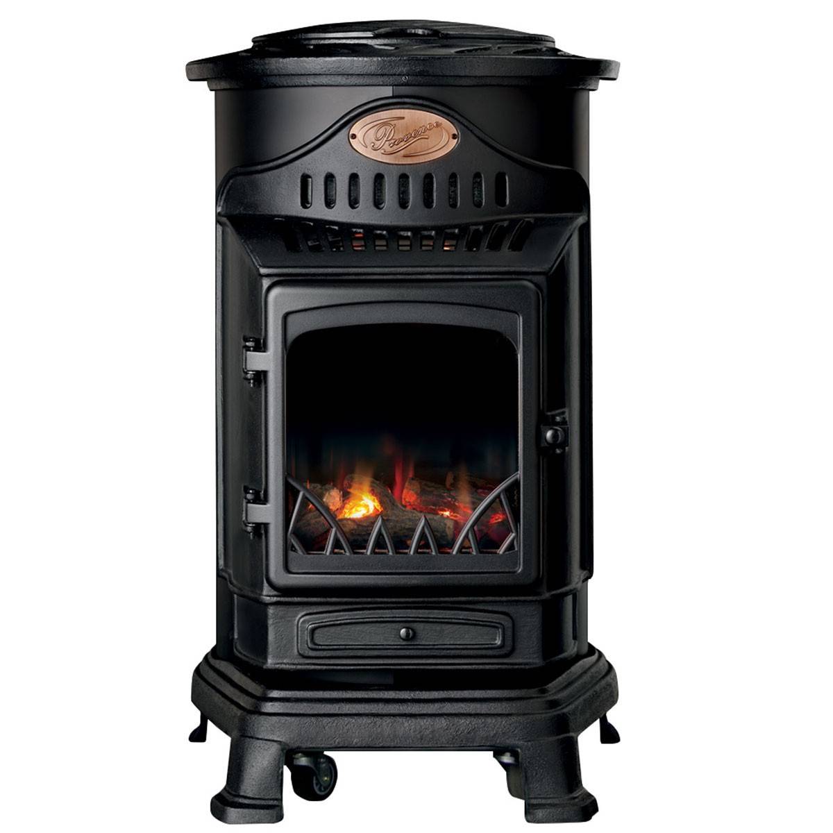 Universal - Poêle à gaz Fonte véritable 3.4KW NOIR Chauffage au gaz avec Effet feu de bois Provence UNIVERSAL - Image 1