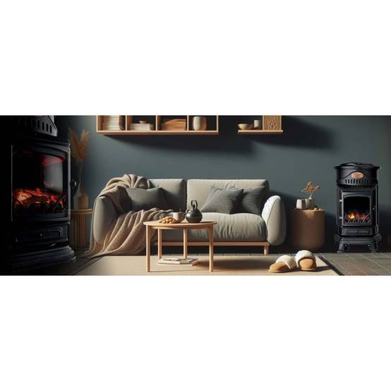 Universal - Poêle à gaz Fonte véritable 3.4KW NOIR Chauffage au gaz avec Effet feu de bois Provence UNIVERSAL - Image 6