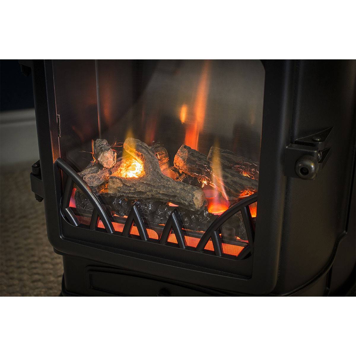 Universal - Poêle à gaz Fonte véritable 3.4KW NOIR Chauffage au gaz avec Effet feu de bois Provence UNIVERSAL - Image 3