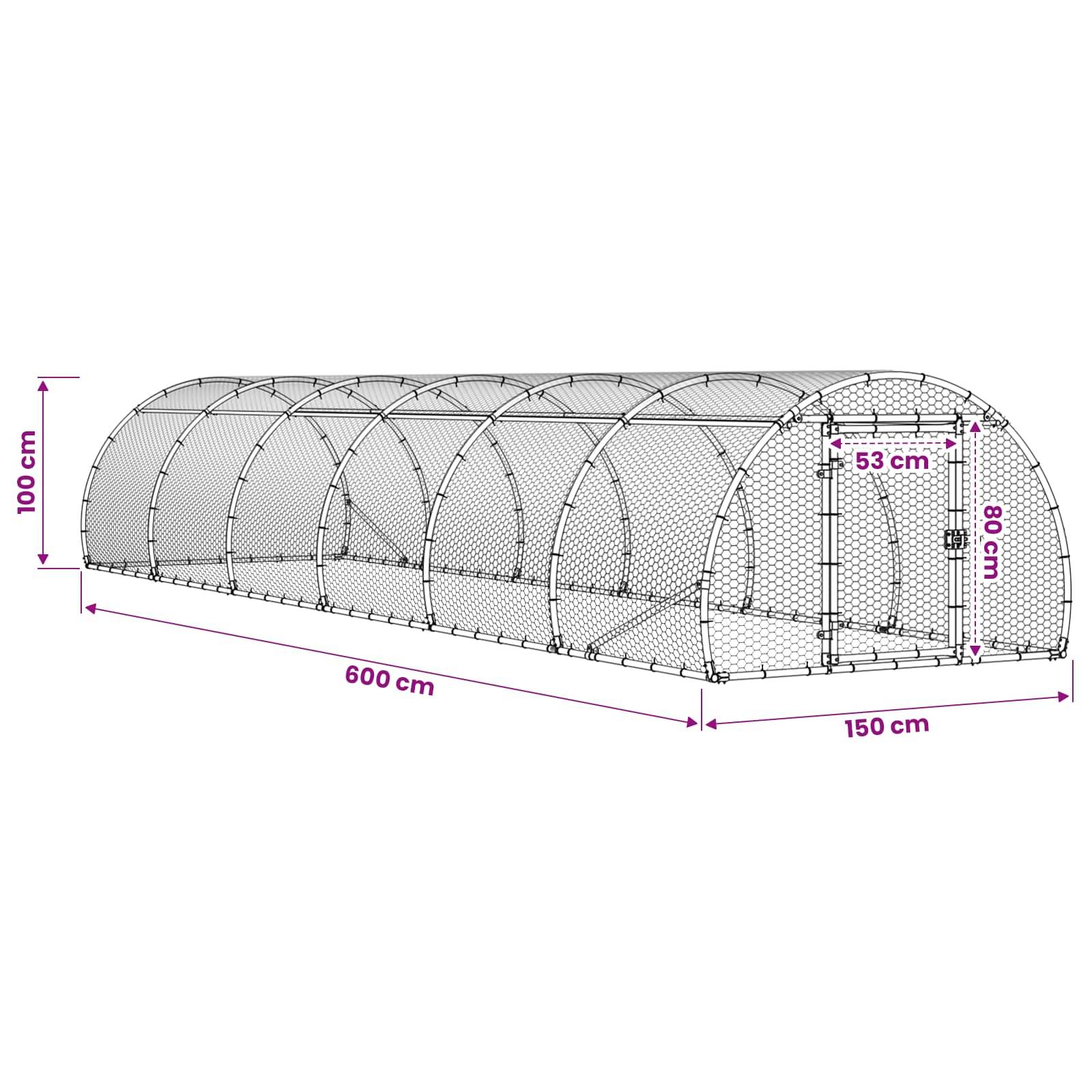 Vidaxl - Poulailler Argenté 600 x 150 x 100 cm Acier galvanisé vidaXL 3434662 - Image 3