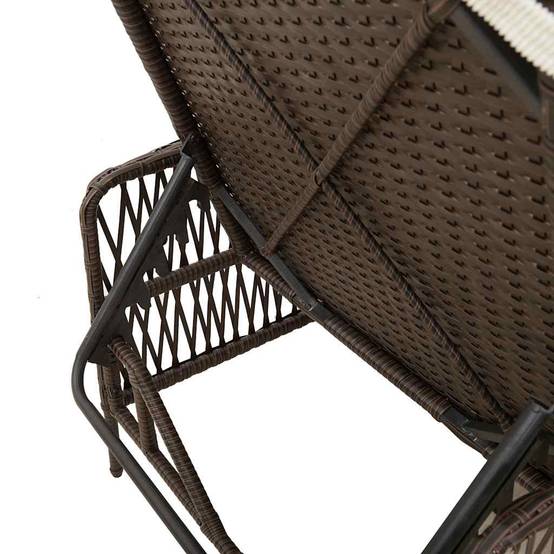 Transat | Bain de soleil | Chaise longue avec coussin 3 pcs Marron et crème blanche polyrotin - Image 8