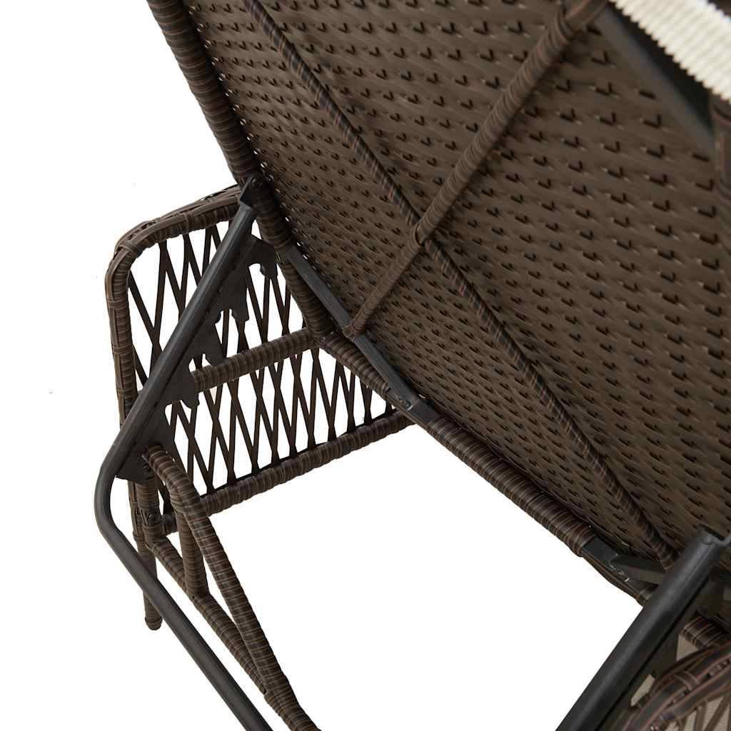Transat | Bain de soleil | Chaise longue avec coussin 3 pcs Marron et crème blanche polyrotin - Image 8