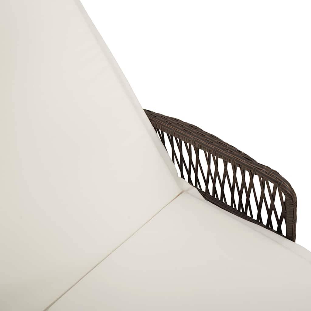 Transat | Bain de soleil | Chaise longue avec coussin 3 pcs Marron et crème blanche polyrotin - Image 9