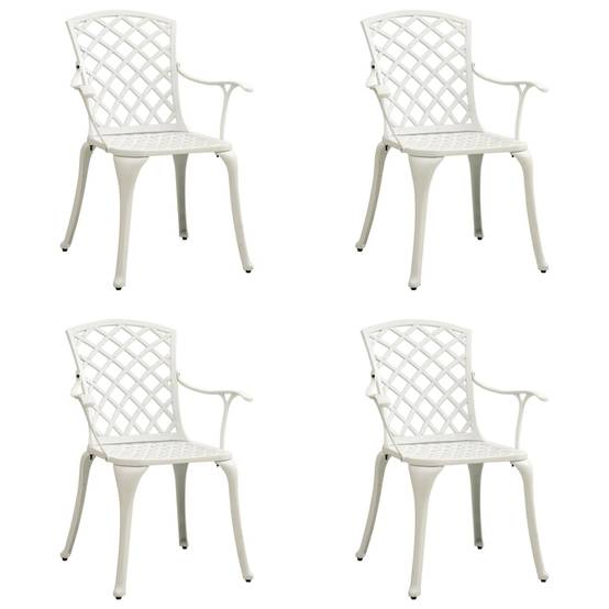 Chaise de jardin aluminium coulé blanc 61 x 60 x 93 cm - PANGIVO - Image 1