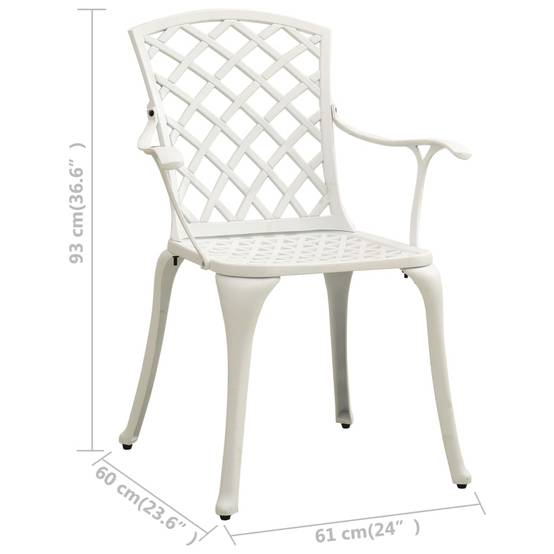 Chaise de jardin aluminium coulé blanc 61 x 60 x 93 cm - PANGIVO - Image 8