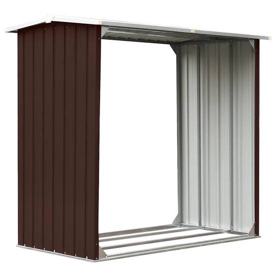 Abri à bûches Acier Galvanisé Rangement Bois de Chauffage 172x91x154 cm Marron - ComfortXL Outdoor Living - Image 2