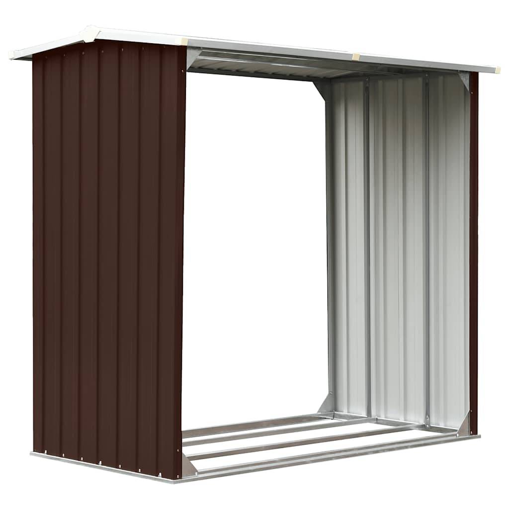 Abri à bûches Acier Galvanisé Rangement Bois de Chauffage 172x91x154 cm Marron - ComfortXL Outdoor Living - Image 2