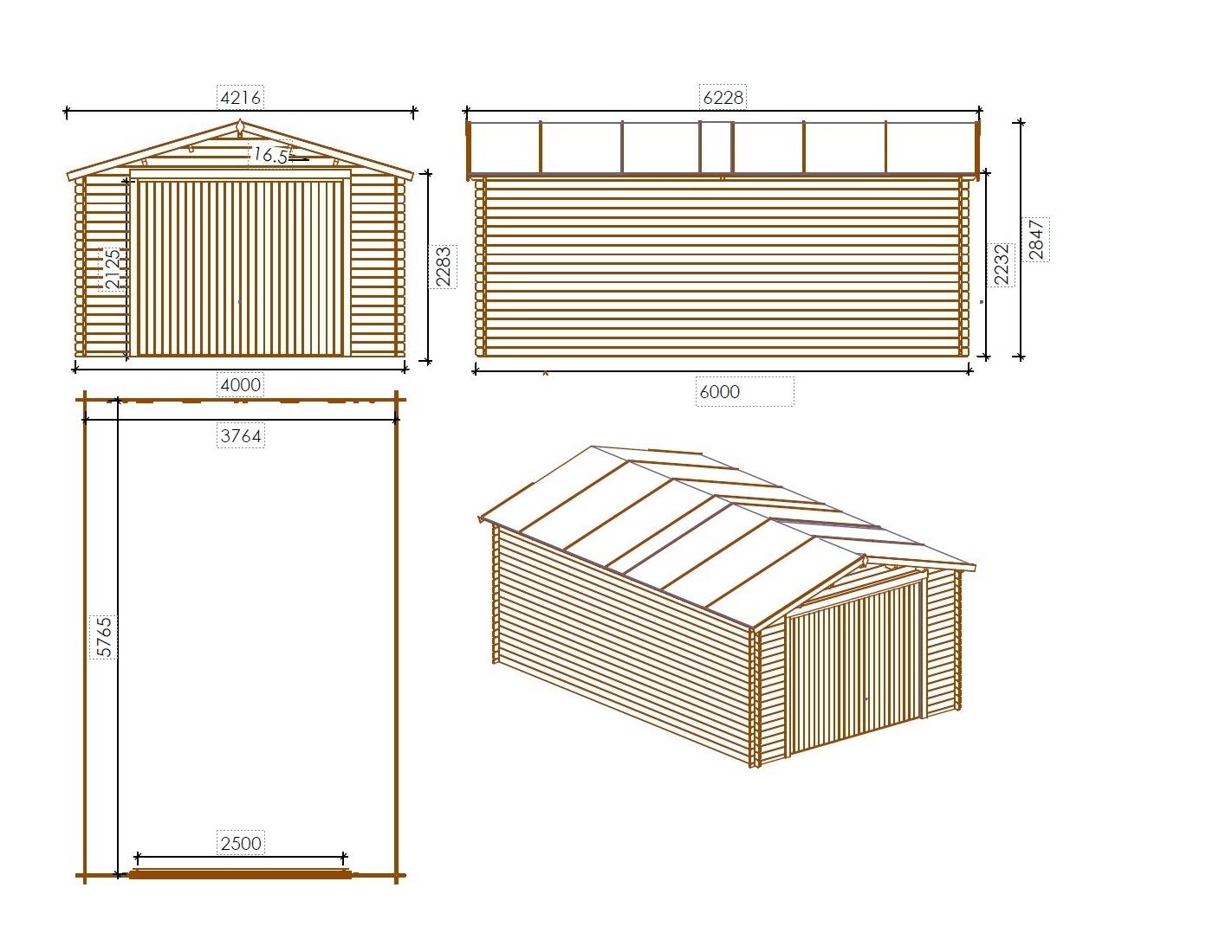 Altanka - Garage en bois - 24m2 - 4x6m - imprégné - Ep. 28mm - couleur: marron - GAR26 - ALTANKA - Image 2