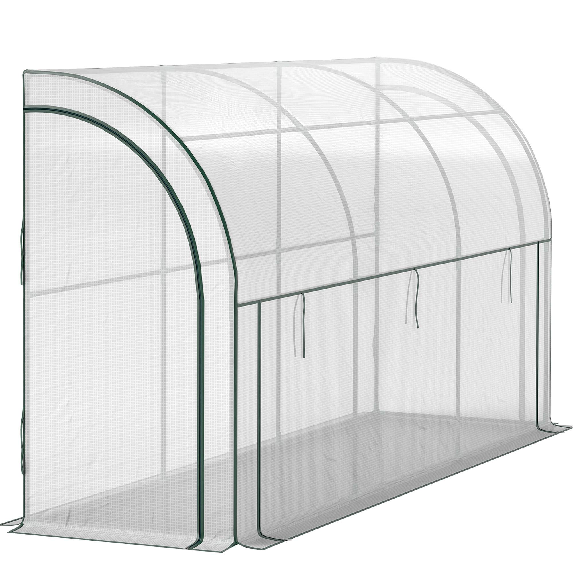 Serre murale blanche 300x80x157cm, abri protecteur en plastique pour plantes et fleurs - Image 2