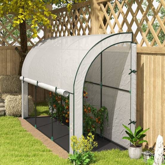 Serre murale blanche 300x80x157cm, abri protecteur en plastique pour plantes et fleurs - Image 3