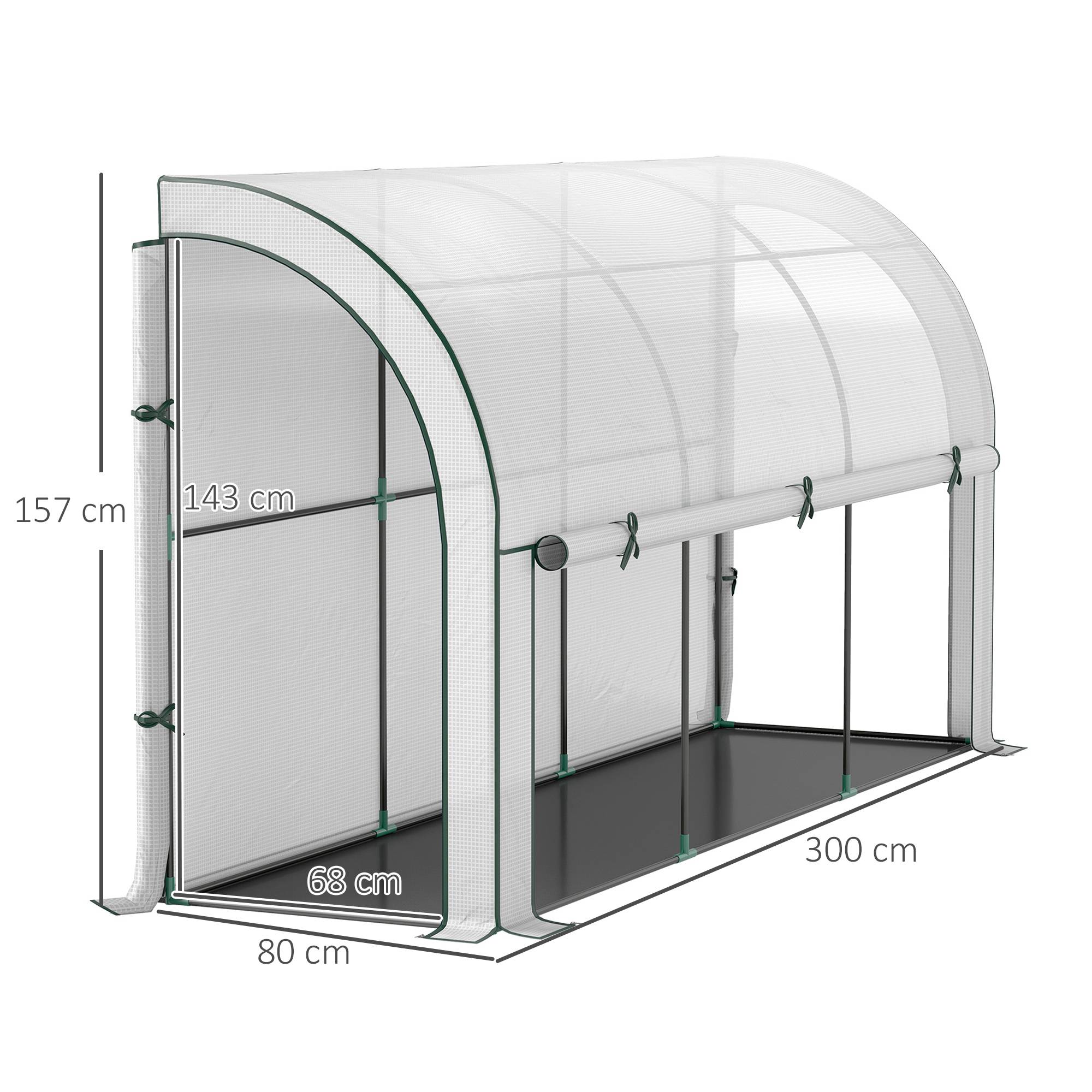 Serre murale blanche 300x80x157cm, abri protecteur en plastique pour plantes et fleurs - Image 5