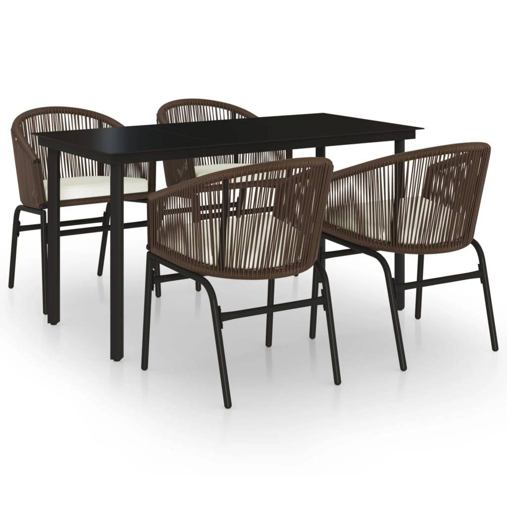 Salon de Jardin 4P 140cm Rotin PVC avec Coussins Marron – ComfortXL Outdoor Living - Image 2