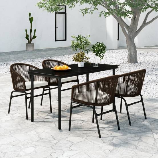 Salon de Jardin 4P 140cm Rotin PVC avec Coussins Marron – ComfortXL Outdoor Living - Image 1