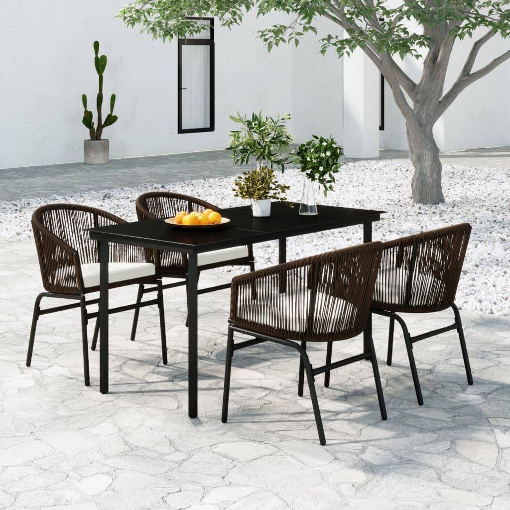 Salon de Jardin 4P 140cm Rotin PVC avec Coussins Marron – ComfortXL Outdoor Living - Image 1