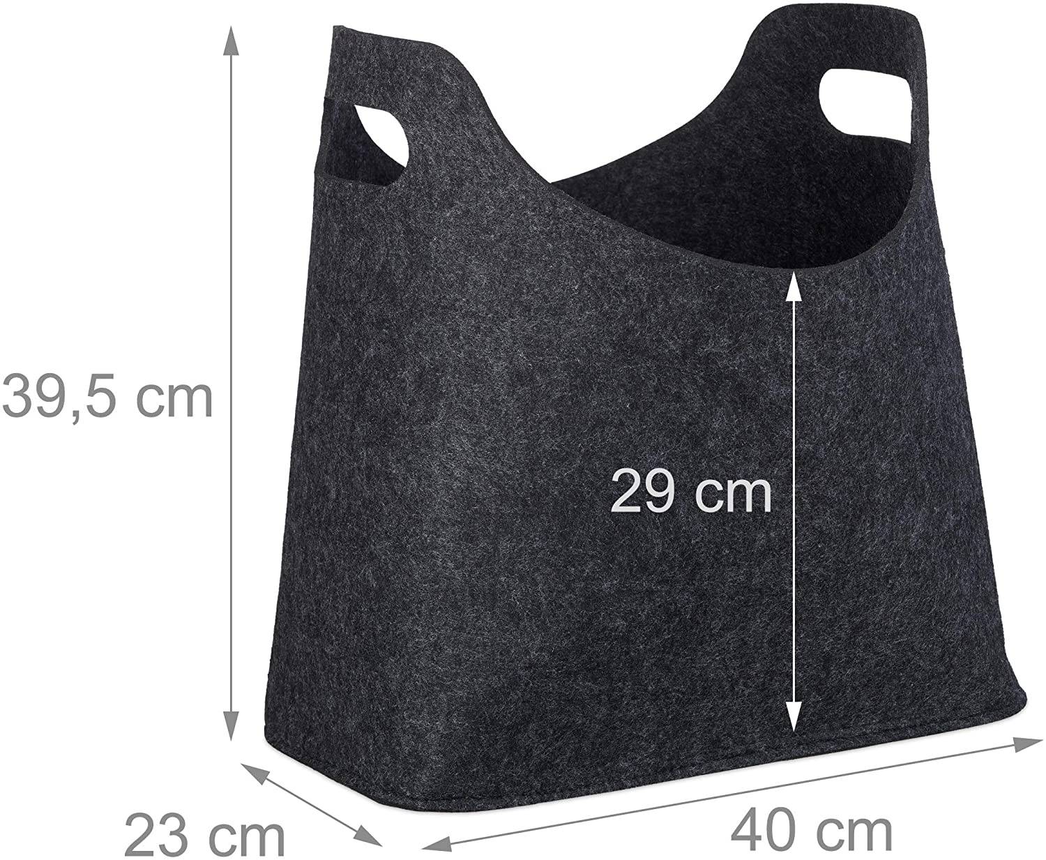 Helloshop26 - Panier à bûches de bois accessoire cheminée en feutre gris foncé - Image 1