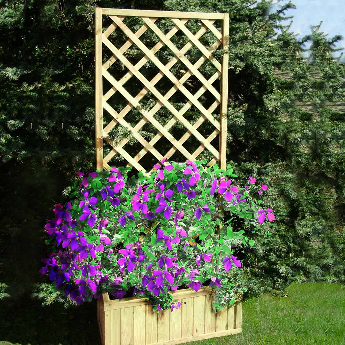 Jardinière en bois avec treillage petit modèle - Passiflore - Cémonjardin - Image 3