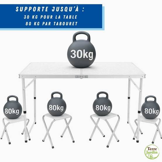 Table de camping avec 4 tabourets Table de camping avec 4 tabourets