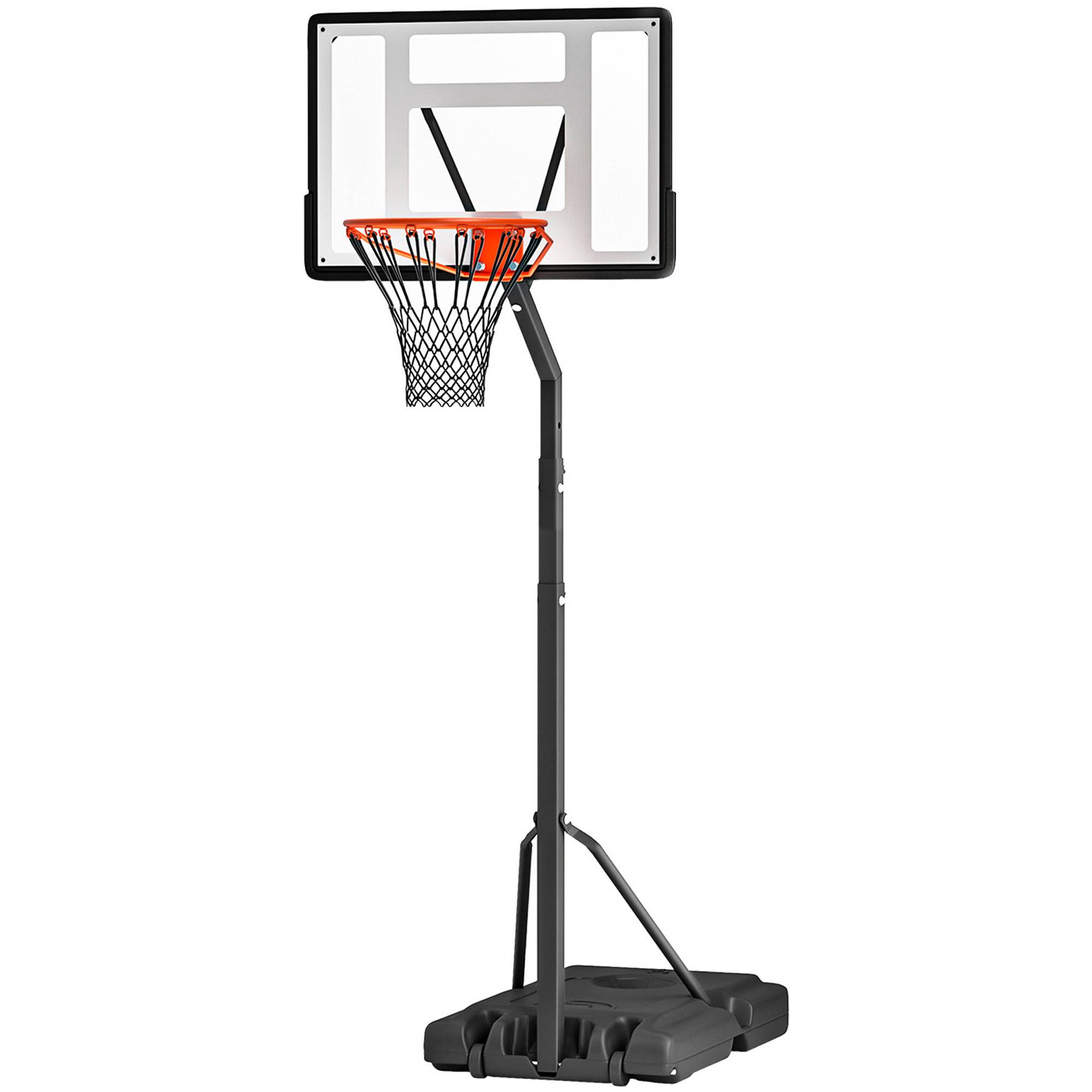 ComfortXL - Panier de basket sur pied acier PE PVC noir hauteur 255-305 cm base lestable à roulettes intérieur extérieur - Image 2