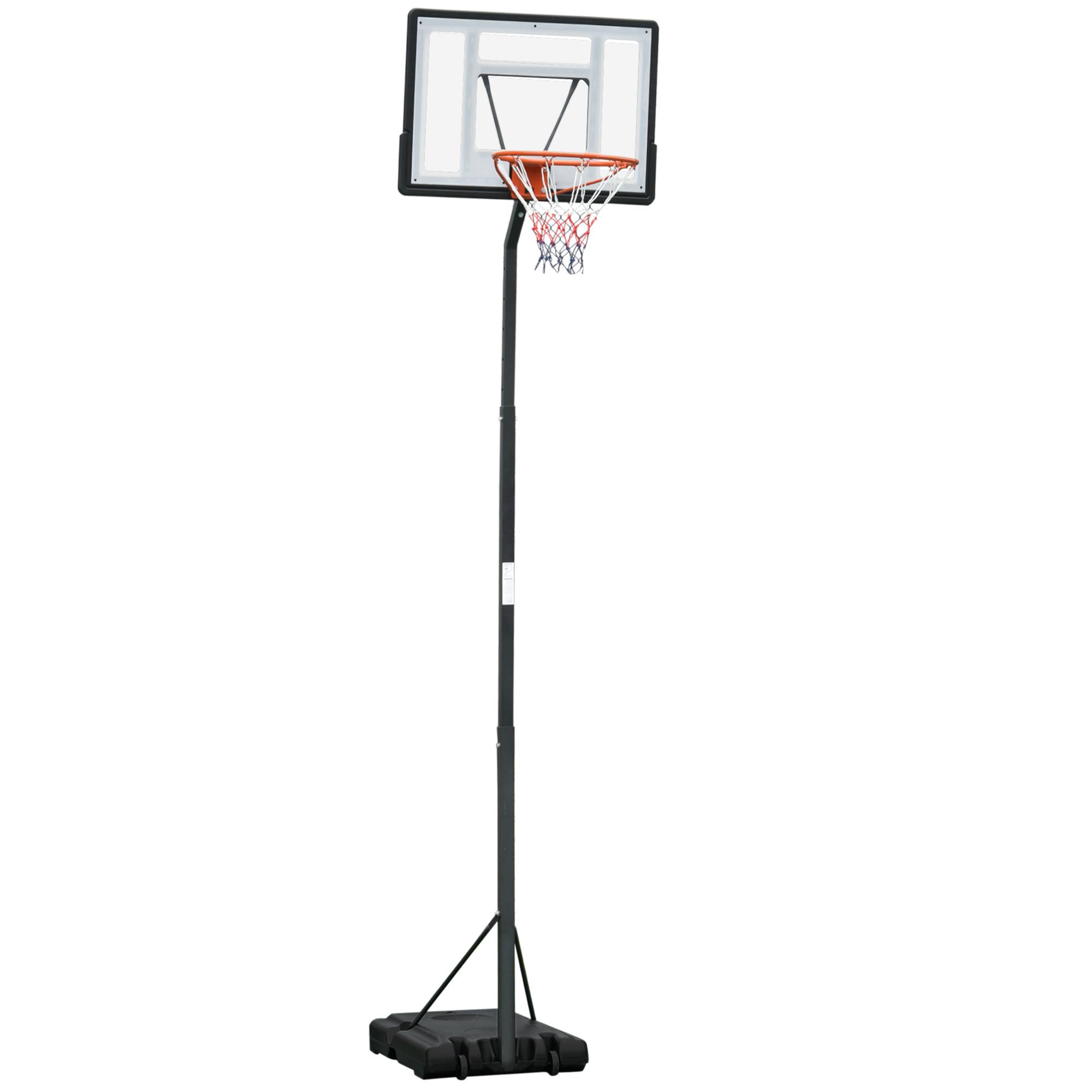ComfortXL - Panier de basket sur pied acier PE PVC noir hauteur 255-305 cm base lestable à roulettes intérieur extérieur - Image 10