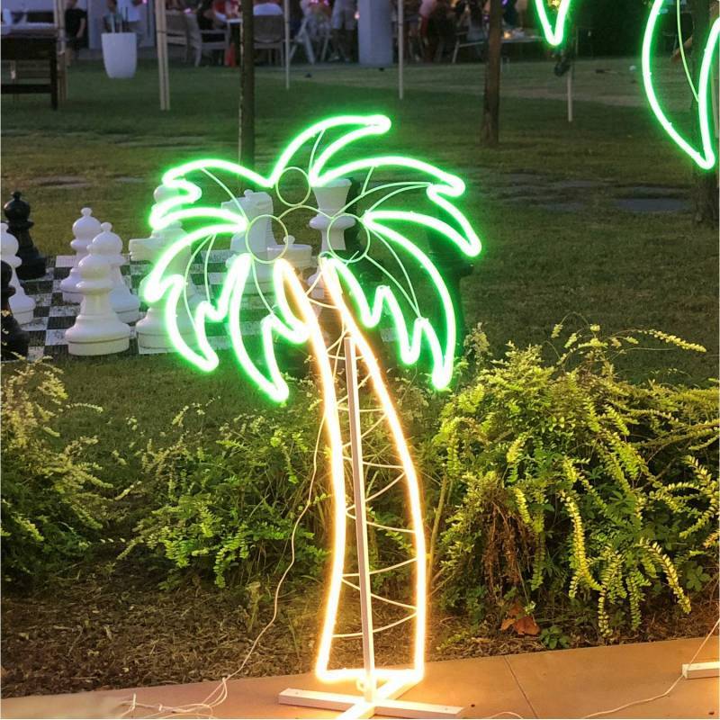 Lotti - Lampe néon déco palmier 120CM 672 leds blanc chaud / rose extérieur Lotti - Image 1