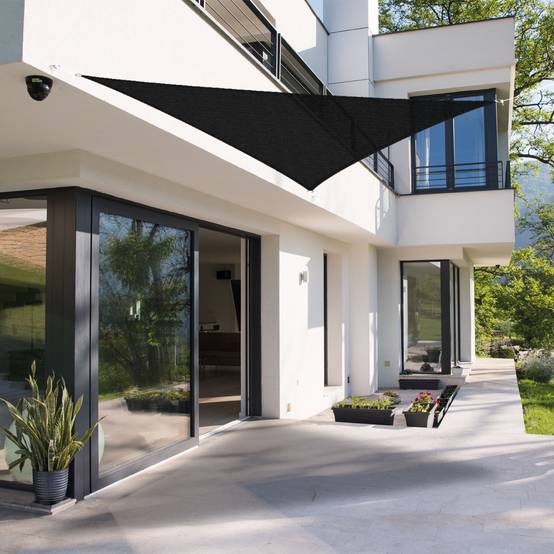 Voile d'ombrage protection UV solaire toile parasol traigulaire 3,6 m anthracite - Image 10