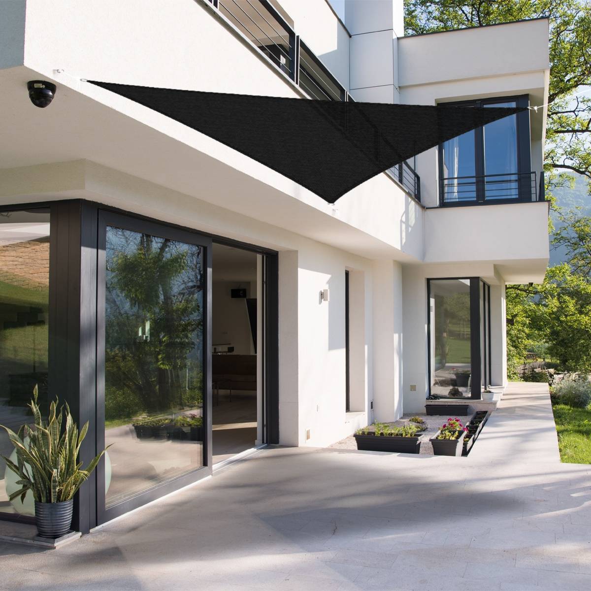 Voile d'ombrage protection UV solaire toile parasol traigulaire 3,6 m anthracite - Image 10